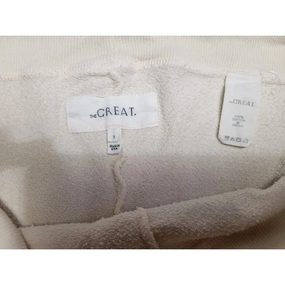 The Great Wide Leg Pants Women’s Size 2 Crop Pull On Cotton Raw Hem Washed White